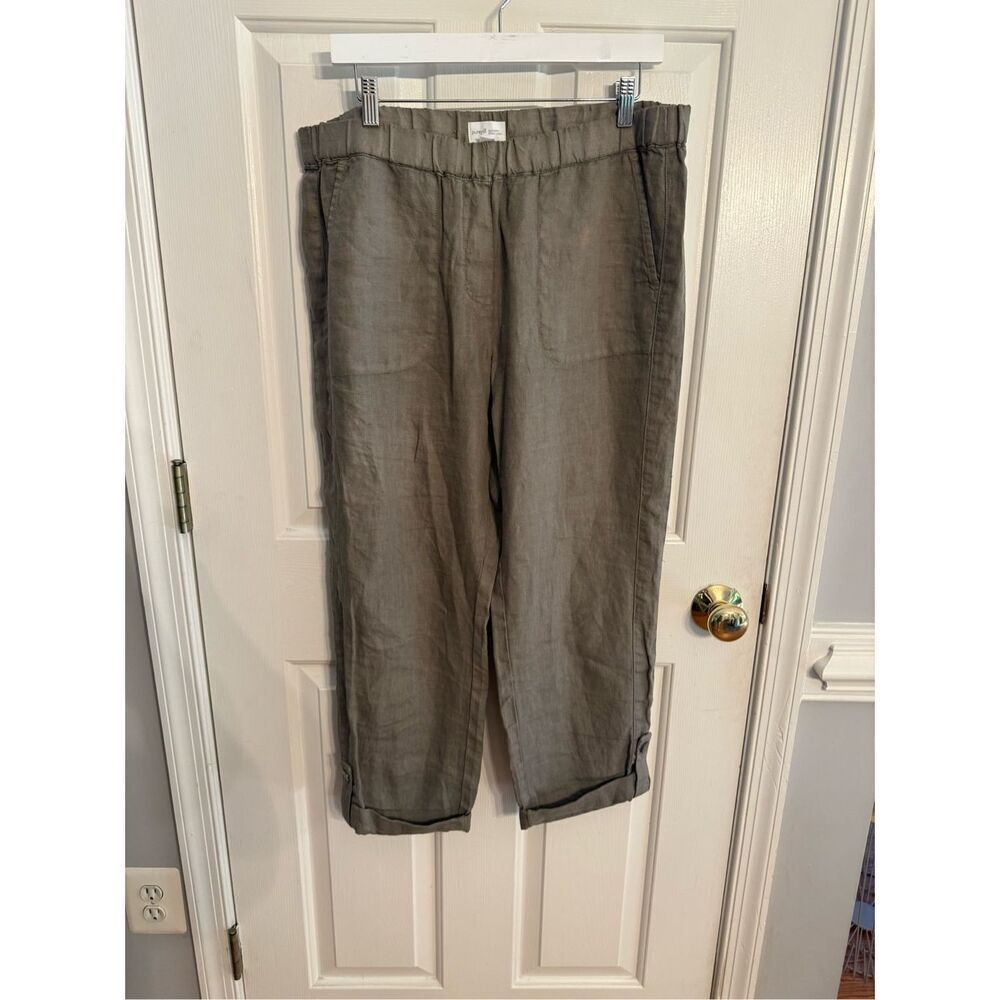 J. Jill Gray Garnet Dyed Linen Pull On Pants sz M EUC